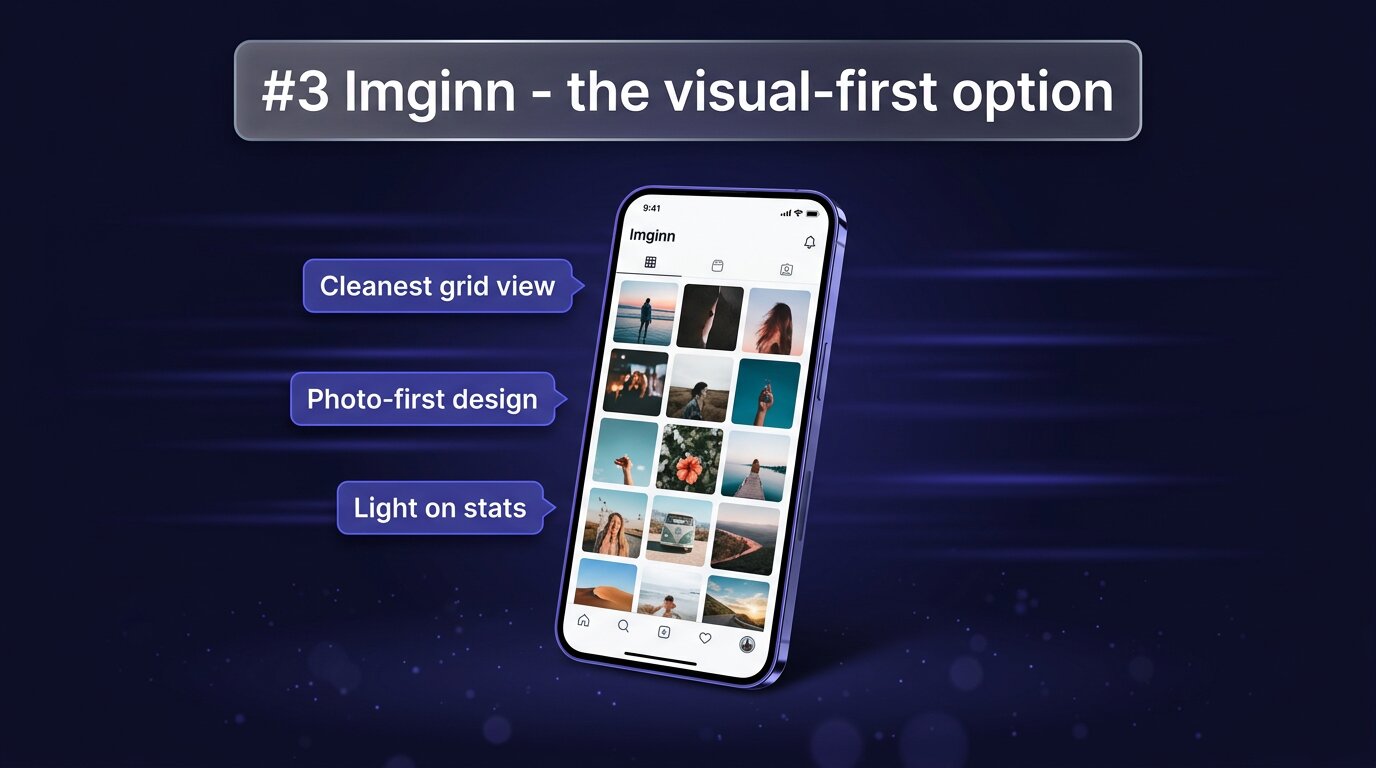 Imginn interface with clean photo-first grid view