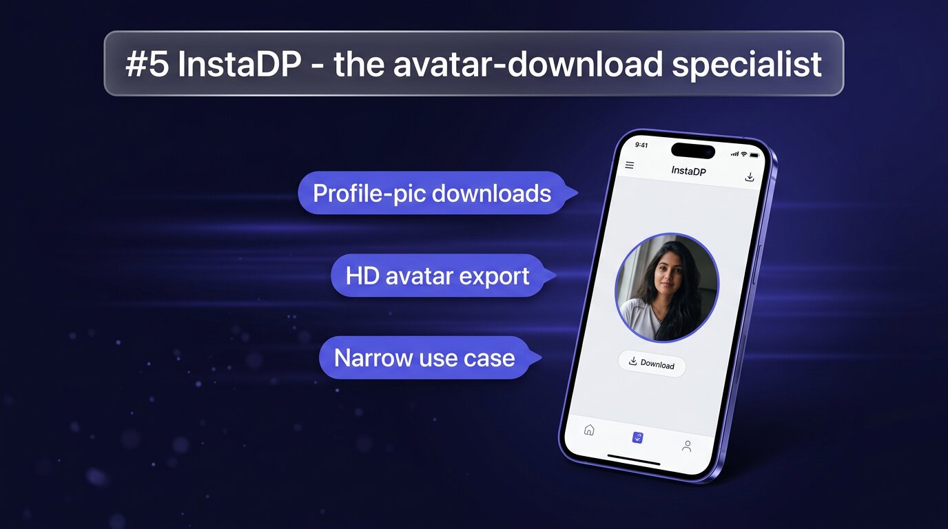 InstaDP interface centred on a single circular profile-picture download