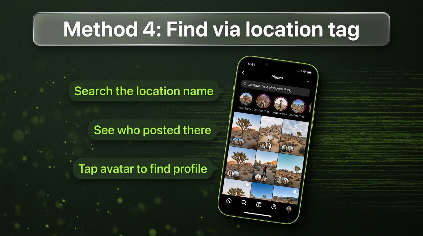 Instagram Places search showing posts tagged at a specific location