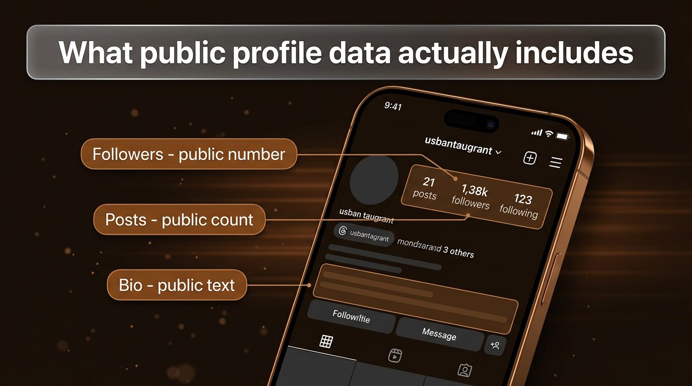Public Instagram profile showing three stat tiles and bio
