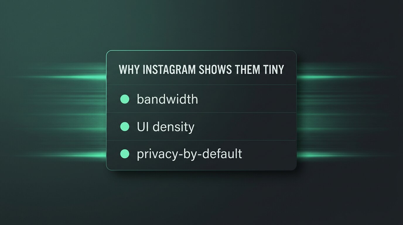 Three-row card explaining why Instagram displays small