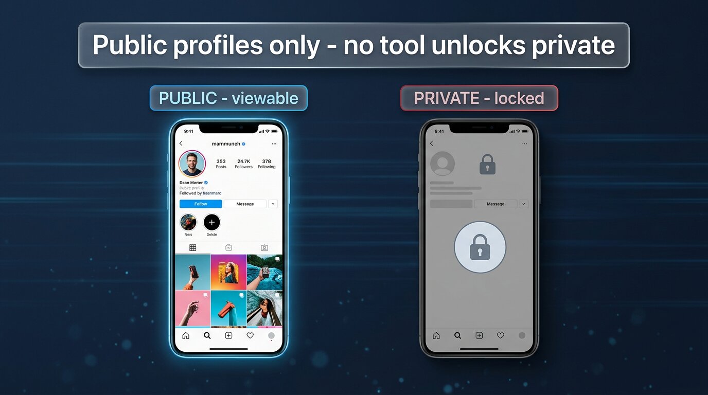 Public profiles viewable - private profiles structurally locked