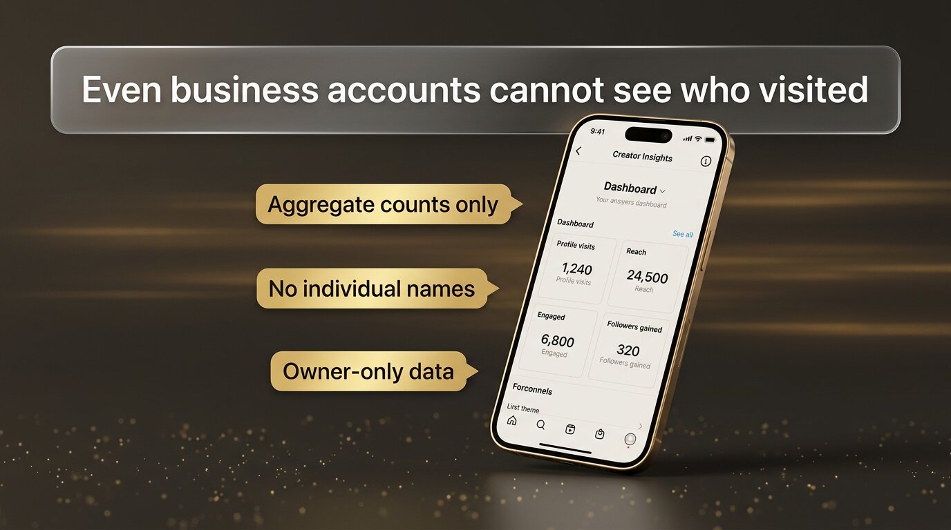 Phone showing Creator Insights with aggregate metrics, no names