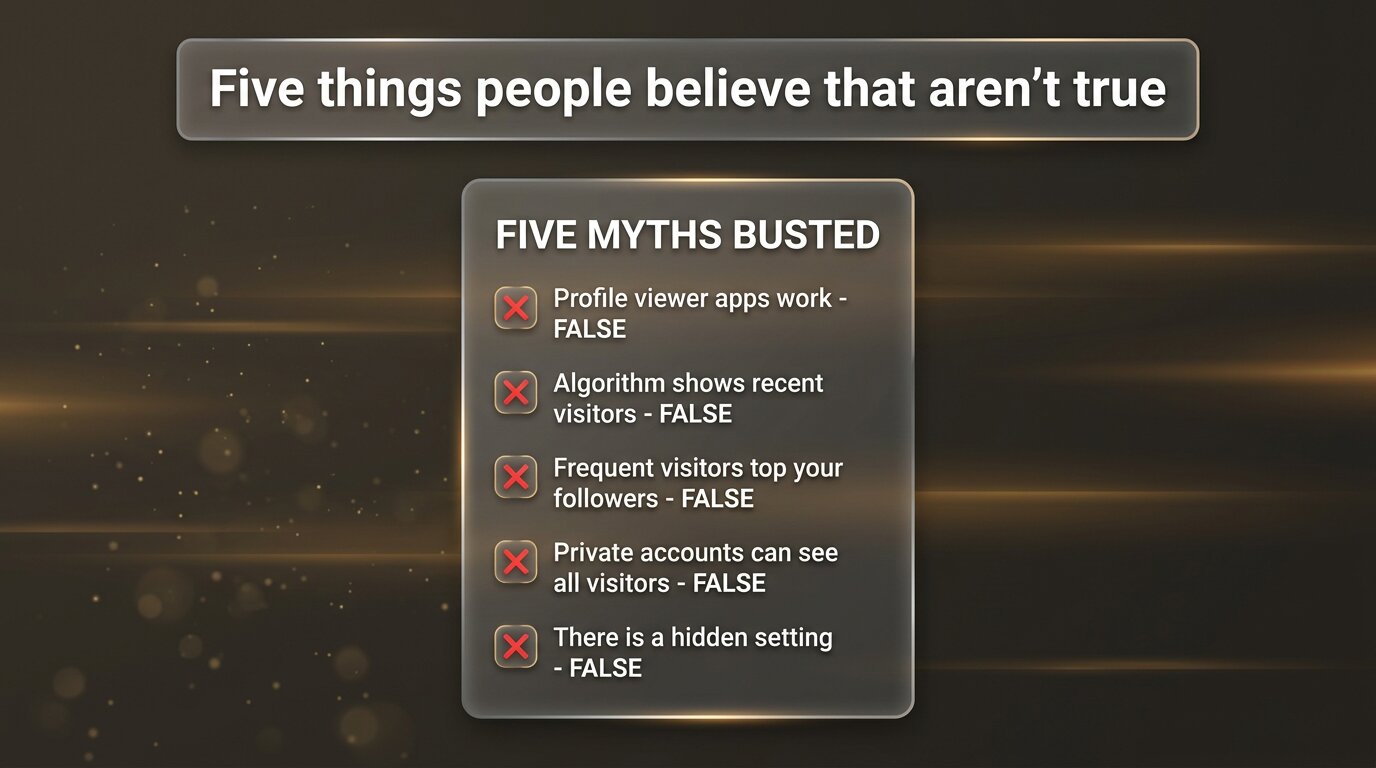 Five-row card with red X icons listing common myths