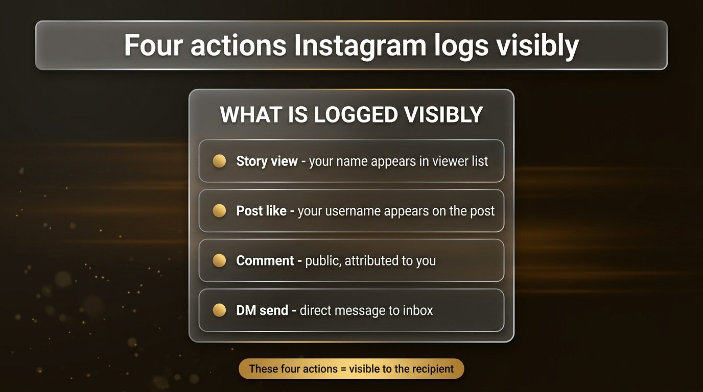 Four-row card listing logged actions