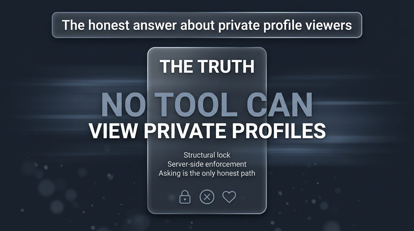 Verdict card stating no tool can view private profiles