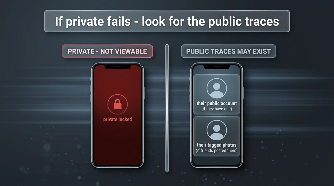 Private locked vs public-traces comparison with two phones