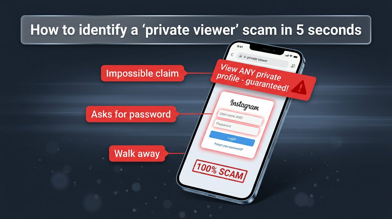 Fake private-viewer site asking for password with red warnings
