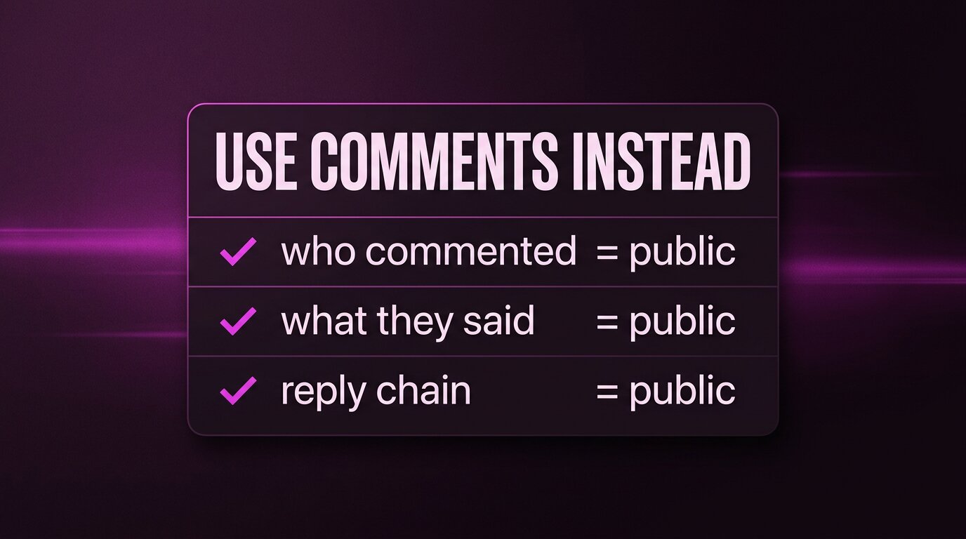 Card showing public comment data: who, what, when