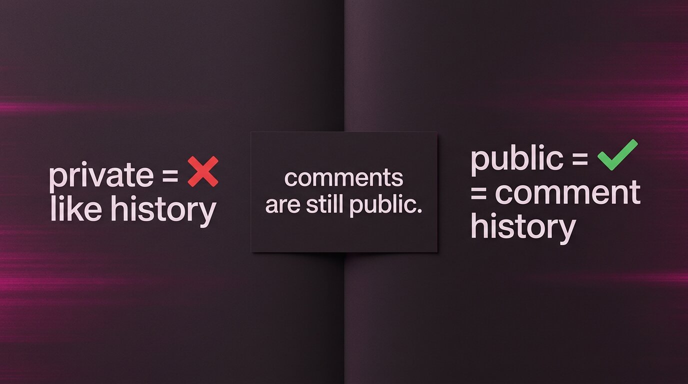 Two-zone card: likes private vs comments public