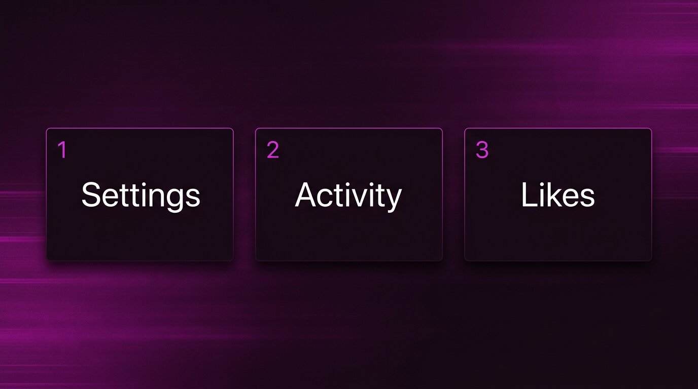 Three-step phone flow to your own likes archive